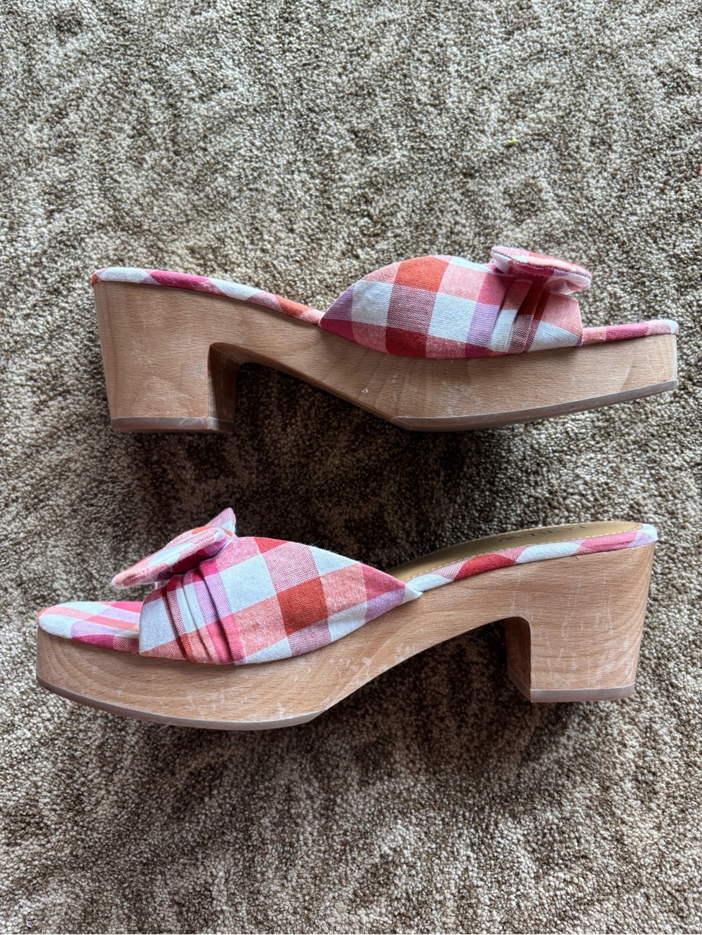 J. Crew Pink & Coral Gingham Knot Mules - Picture 3 of 10
